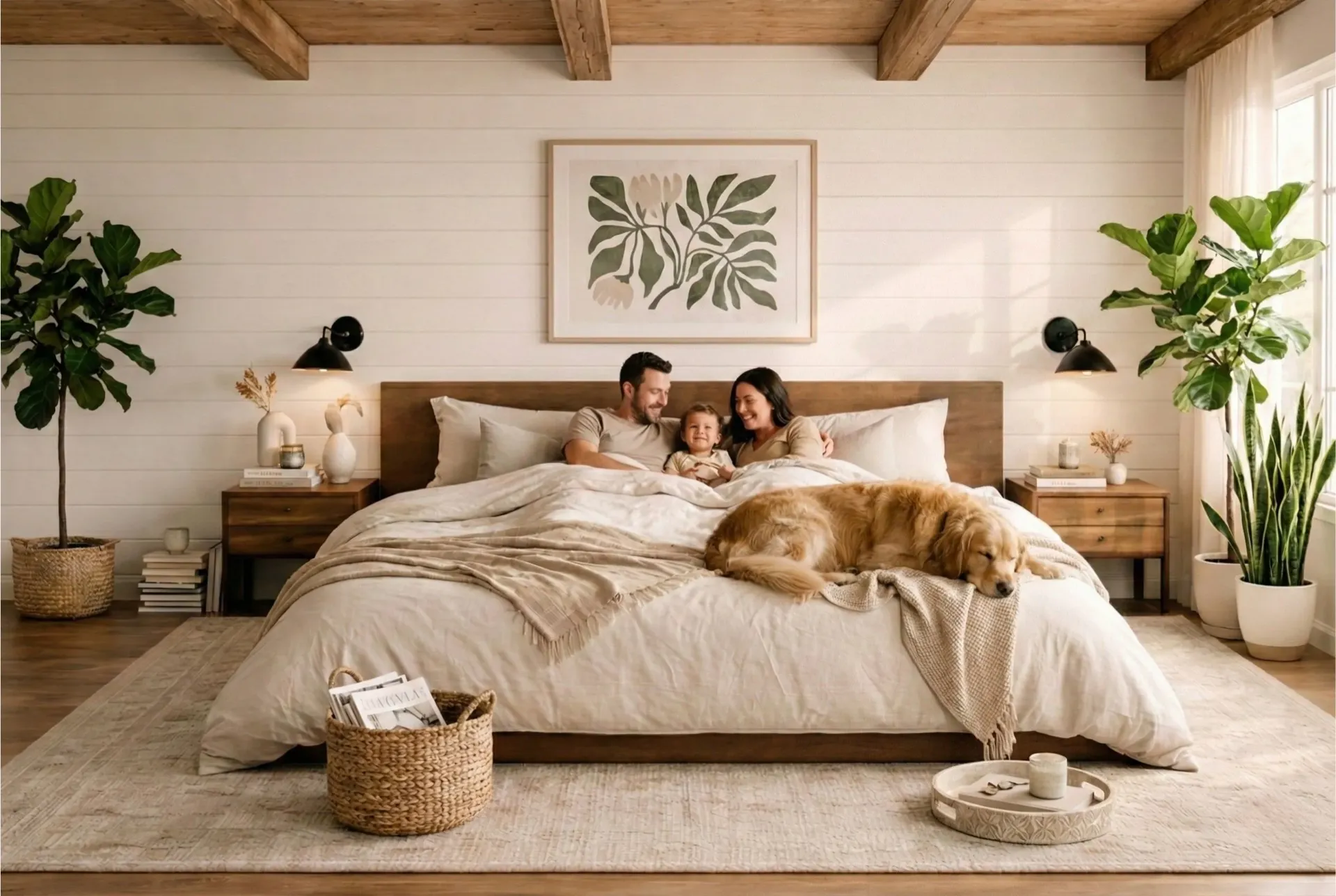 Spacious master bedroom with a 9-foot Alaskan King bed